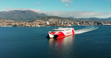 A picture of one of Incat's ships in water