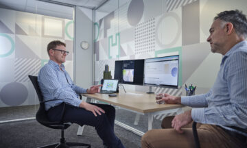 Two people talking about Sustainable Specification